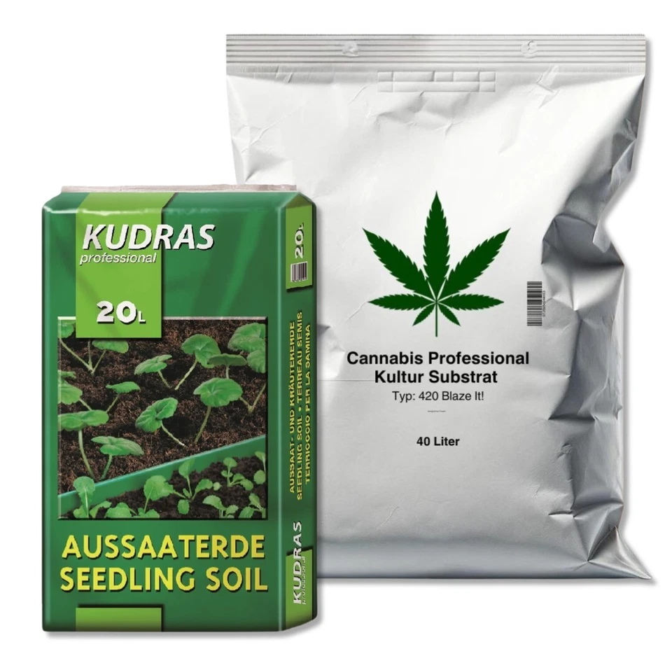 CANPRO-SUBSTRATE Duo Grow Pack: CanPro Cannabis Professional 40L & Kudras Aussaaterde 20L