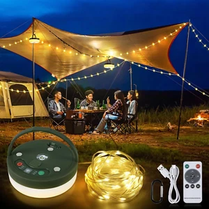 3 in 1 Camping String Light Rechargeable 32.8Ft Warm White Portable Outdoor Tent - Picture 1 of 1