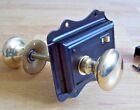 OLD VICTORIAN STYLE SOLID BRASS BLACK DOOR RIM LOCK KNOB SET