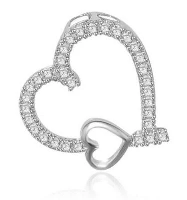 I1 G 1.00 Ct Round Diamond Heart Pendant Necklace 14K Gold Prong Set 1.00 Inch - Image 1 of 4