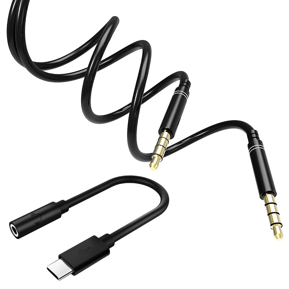 Adaptador de conector para auriculares 100 % nuevo tipo C a 3,5 mm y cable auxiliar para HTC U11+ Foto 1 de 1