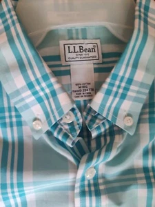 Herren L.L. Bean Gr. Medium leicht tailliertes Hemd mit LS Knöpfen blau kariert Baumwolle - Bild 1 von 8