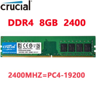 Crucial DDR4 8GB 2400Mhz  PC4-19200 288pins Desktop Memory Dimm Ram 1X8GB - Image 1 of 4