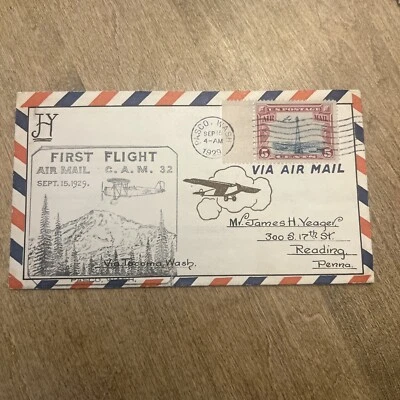 1929 First Flight Cover Pasco Washington Via Tacoma Washington Airmail - Image 1 of 4