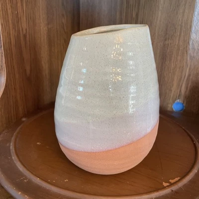 Vase 10x6 Terrakotta und Keramik getaucht und gerippt sieht aus wie handgefertigt - Bild 1 von 4