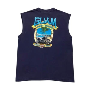 VINTAGE HARLEY DAVIDSON TANK TOP SHIRT LARGE L MENS BLUE MOTORCYCLE EAGLE Y2K - Picture 1 of 4