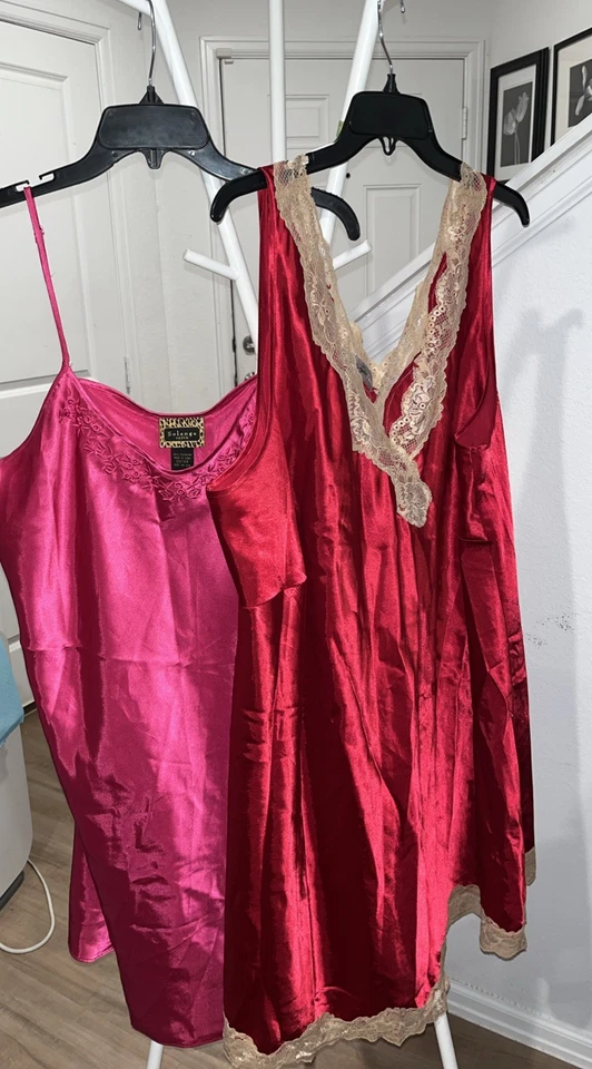 2 Шелковистая ночная рубашка камзол теплый уютный полиэстер плюс размер 3 X и 22/24 красный розовый - Изображение 1 из 4