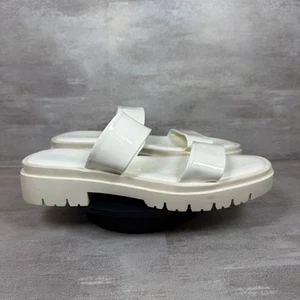 Sandals Platform Slides Chunky Lug Sole White Summer Shoes Size 9 - Picture 1 of 9