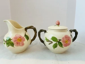Vintage Franciscan Desert Rose Sugar Bowl w/ Lid and Creamer USA and England - Picture 1 of 8