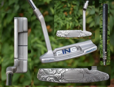 Stunning Ping Anser 2X Long Neck Karsten Custom Ornate Engraved Putter RH 35" - Image 1 of 4