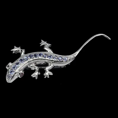 Broche prendedor de tanzanita simulada corte redondo de 1 quilate de plata de ley 925 blanca real de 2" Foto 1 de 4