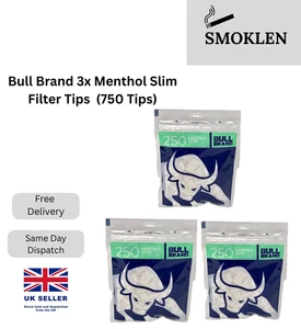Bull Brand 3x Puntas de filtro delgadas de mentol 6 mm Cigarrillo rodante 750 filtros - Imagen 1 de 6