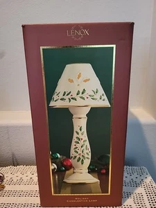 Lenox Holiday Candlestick Lamp Christmas Holly Berry Porcelain 14" Vtg - Picture 1 of 24