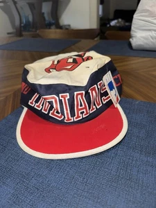 Vintage 1980s Cleveland Indians MLB Twins Enterprises AOP Painters Hat NOS NWT - Picture 1 of 4