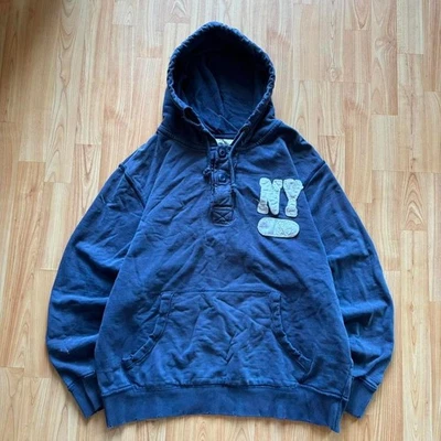 复古 90 年代男式亨利必备碳仿旧纽约连帽衫 XL 码! — 第 1/4 张图片