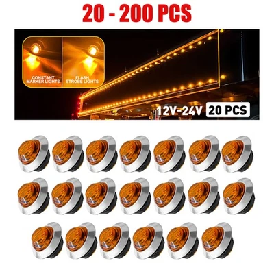 Круглые габаритные огни 20-200 X 3/4 дюйма светодиодные для грузового автомобиля прицепа желтые - Изображение 1 из 4