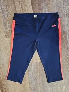 The North Face Womens XL Blue Pink Capri Crop Leggings Exercise Pants Yoga Logo - Picture 1 of 6