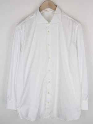 Suitsupply Uomo ~ 2XL Bianco Manica Lunga Sottile Camicia Misto Cotone Elastica - Immagine 1 di 4