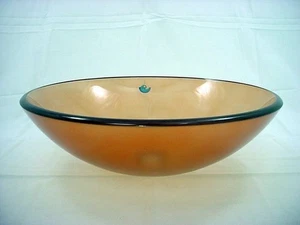 Decolav 1000T-AM 17" Frosted Amber Tempered Glass Bathroom Vessel Sink Bowl - Picture 1 of 5