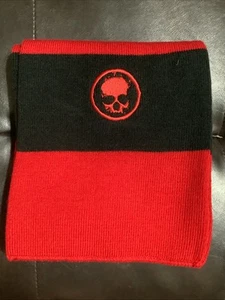 VTG Y2K Ambiance Apparel Red & Black Striped Goth Scarf~Embroidered Skull - Picture 1 of 13