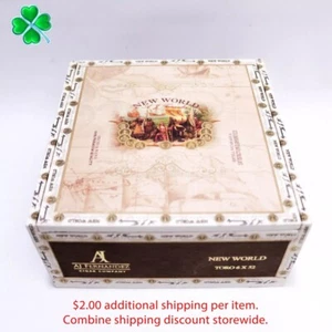 Caja de cigarros de madera vacía New World Toro 6,5" x 6,25" x 3" - Imagen 1 de 10