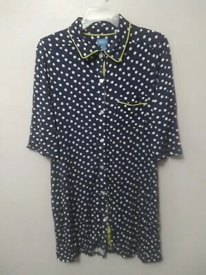 Top Simply Vera Vera Wang Pequeño Azul Lunares Elastizado Manga Corta Mediano  Foto 1 de 4