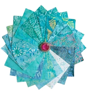 Batik Fabric Cotton Quilting 40 of 5"x5" Charms Squares - Neptune - Picture 1 of 1