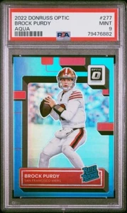 2022 Donruss Optic Brock Purdy RC Rookie Card Aqua Prizm /299 PSA Mint #277 - Picture 1 of 2