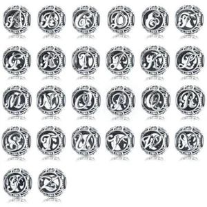 VOROCO 925 Plata Esterlina 925 Colgante Cuentas A-Z Dije Ajuste Pulsera y Collar - Imagen 1 de 63
