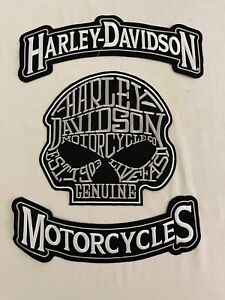 HARLEY ROCKERS WILLIE G. Skull Motorcycle Jacket Vest Back Patch large 3pc. Set