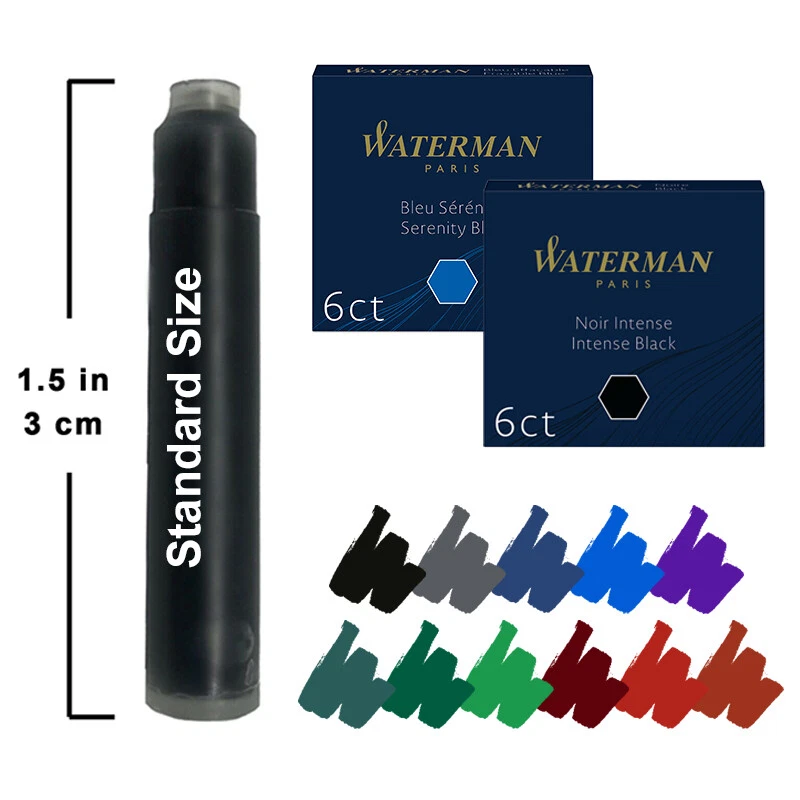 Waterman Mini Ink Cartridges- INTERNATIONAL SHORT SIZE (6 pack) 11 colours - Image 1 of 1