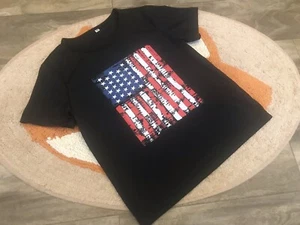 Little Boys Size 6/7 Black Performance American Flag T-Shirt. USA Tee. #371 - Picture 1 of 5