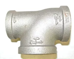 Pipe Fitting Reducing Tee, Iron, 1-1/4" Female NPT x 1-1/4" NPT x 1" NPT - Picture 1 of 5