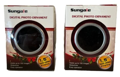 2 -Sungale Digital Photo Ornament Displays 100 Photos Full Color 1.5" Screen NEW - Image 1 of 4