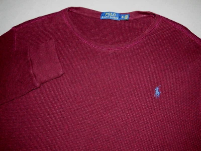Men's Polo Ralph Lauren Long Sleeved Knit Burgundy Thermal Shirt XL - Image 1 of 4