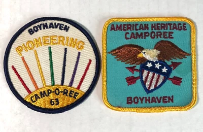 1963 Camp Boyhaven Pioneering Camp-O-Ree Boy Scouts Patch & American Heritage - Image 1 of 4