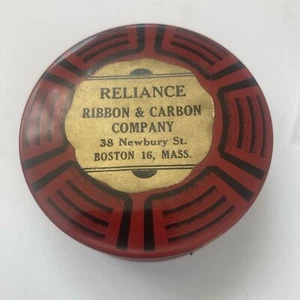 Reliance Ribbon and Carbon Company 38 Newbury Street Boston Ribbon Tin - Picture 1 of 6