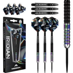Dardos Mission Iridian 90 % punta de acero de tungsteno dardos - negro y coral 24 g - Imagen 1 de 6