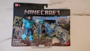 2025 A Minecraft Movie Diamond Armor Steve & Wolf 4" Figure 2 Pack! Jack Black - Picture 1 of 2