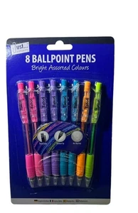 Ballpoint Pens Set of 8 - Assorted Colour Permanent Ink Medium Point Retractable - Picture 1 of 2