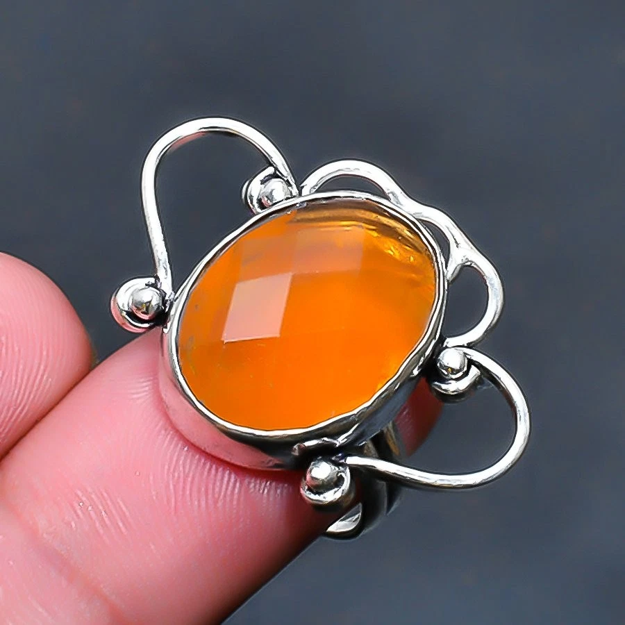 Anillo de joyería de piedras preciosas de cornalina hecho a mano talla 8 de EE. UU. Foto 1 de 1