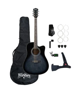 Washburn WA90CETBBPACK "Learn & Play" Acoustic-Electric Dreadnought Guitar Pack - Picture 1 of 12