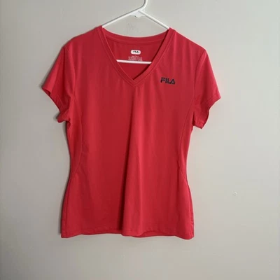 FILA Sport Mujer Grande Rosa Manga Corta Top Cuello en V Deportivo Entrenamiento Gimnasio J4 Foto 1 de 4