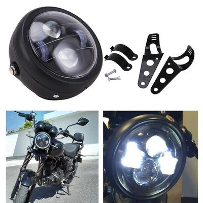 6.5'' Motorcycle LED Headlight W/Bracket Black Fits For Harley Bobber Cafe Racer - Image 1 of 4