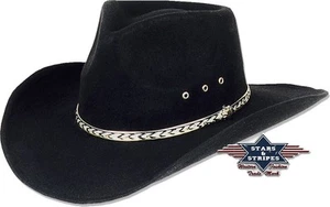 Westernhut Cowboyhut Schwarz »KANSAS« Country Mexikanischer Fauxfelt Hut S&S NEU - Picture 1 of 1