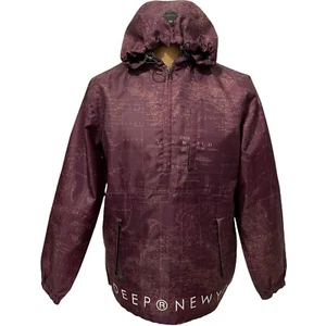 10 DEEP Men's Jacket Anorak Burgundy World Map Streets Spell Out Size Medium - Picture 1 of 9