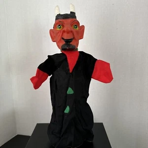 Vintage Simba German Devil Hand Puppet Vinyl Head Cloth Body Red Face 11" Tall - Picture 1 of 15