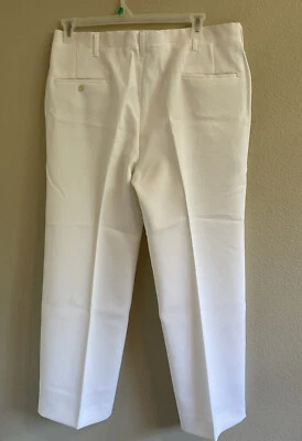 vintage Haggar White pants Magic Stretch Flat Front Disco Double Knit 36  Short - Изображение 1 из 4