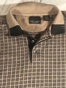 Greg Norman Brown Plaid Long Sleeve Polo Golf Shirt Mens XL /TG  Cotton