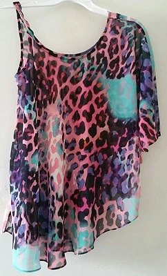 Túnica Bebe Rosa Leopardo Correa Girada Asimétrica Flutter, XXS, NUEVA SIN ETIQUETAS  Foto 1 de 3